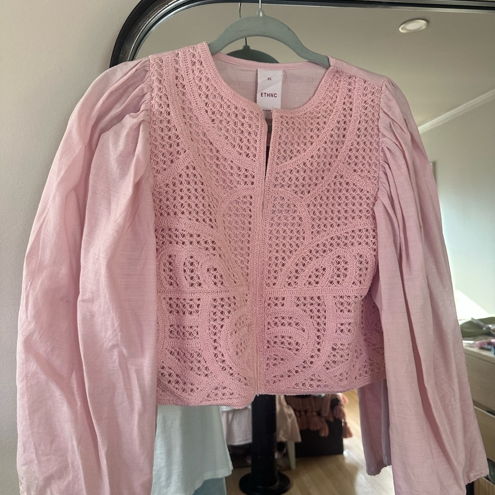 ETHNC Pink Crochet Detail Blouse